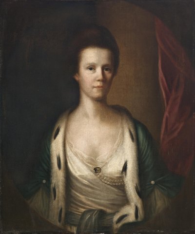 Portrait of a Lady with Ermine Fur and Pearl Brooch in Painted Oval by Unbekannt Unbekannt